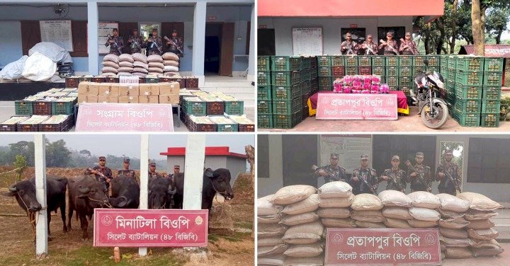 সিলেট সীমান্তে কোটি টাকার চোরাই পণ্য জ ব্দ