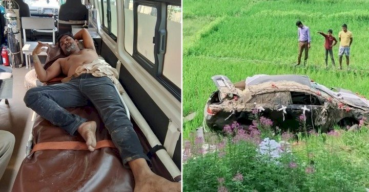 সিলেটে ট্রেনের ধাক্কায় ধানক্ষেতে বিয়ের গাড়ি, চালক আ হ ত